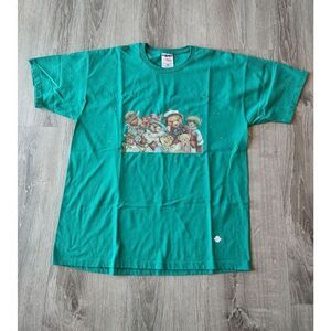 VTG Teddy Bears Jerzees Women's T shirt Green Size Medium USA- graphic design